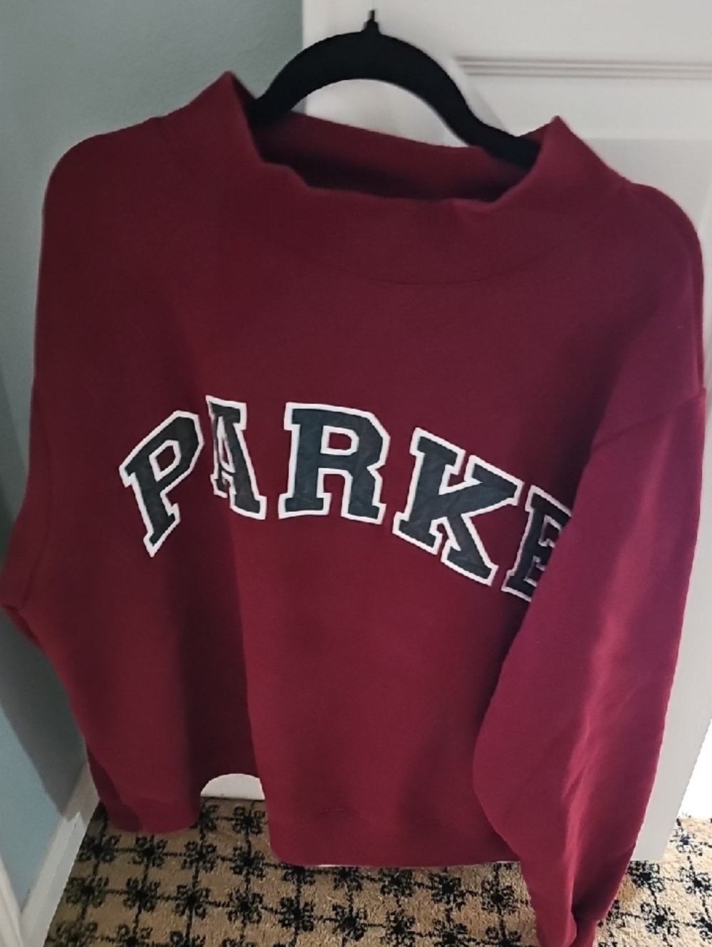 Parke Burgundy and Green Marble Crewneck Sweatshirt L/XL